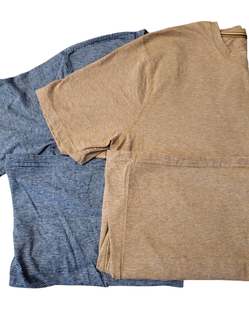 MEMBERS MARK Tees Set Of Two Short Sleeves Skinny Stripes Gold And Blue Size XL